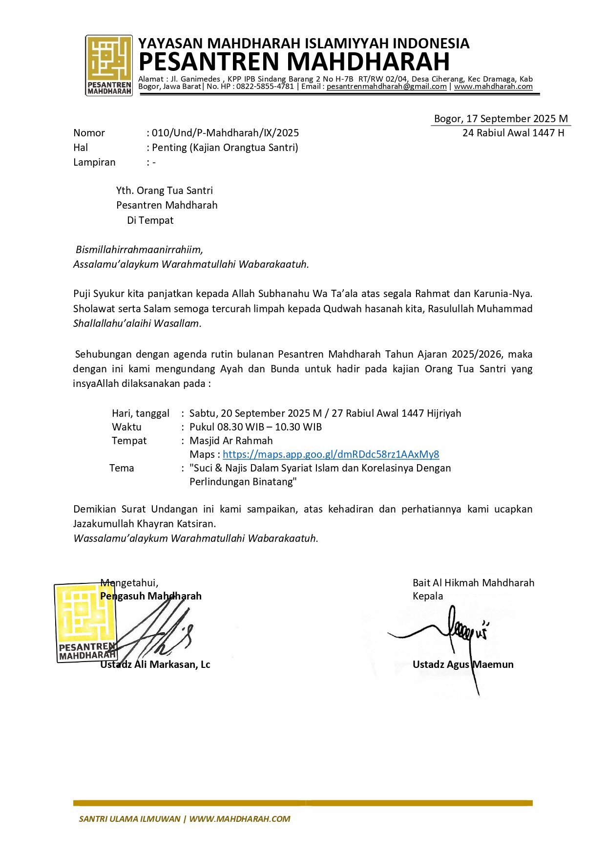 kajian ots mahdharah
